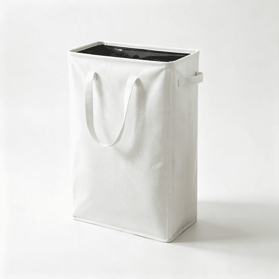 Slim Collapsible Laundry Hamper with Handles - Thin Narrow Foldable Dirty Clothes Basket, 45L Capacity, Space-Saving for Bedroom, Bathroom, or Closet (Beige)