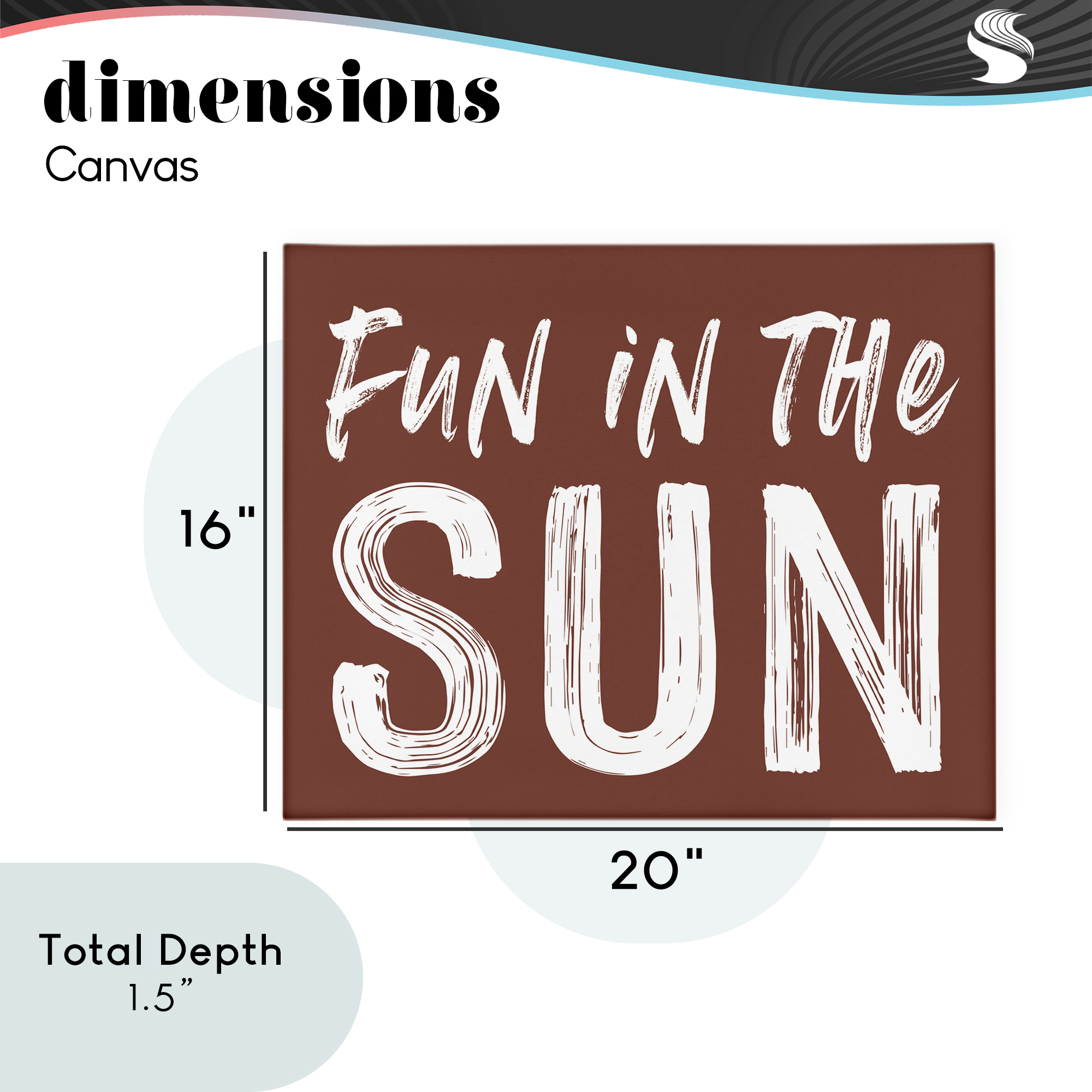 Fun In Sun Brown Sentiment Canvas Wall Art, design by Lettered and Lined