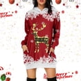 thumbnail image 2 of 2024 Women's Christmas Black Deer Print Hoodie Casual Dress Festive Holiday Pullover Cozy Sweatshirt Long Sleeve Tunic Top, 2 of 2