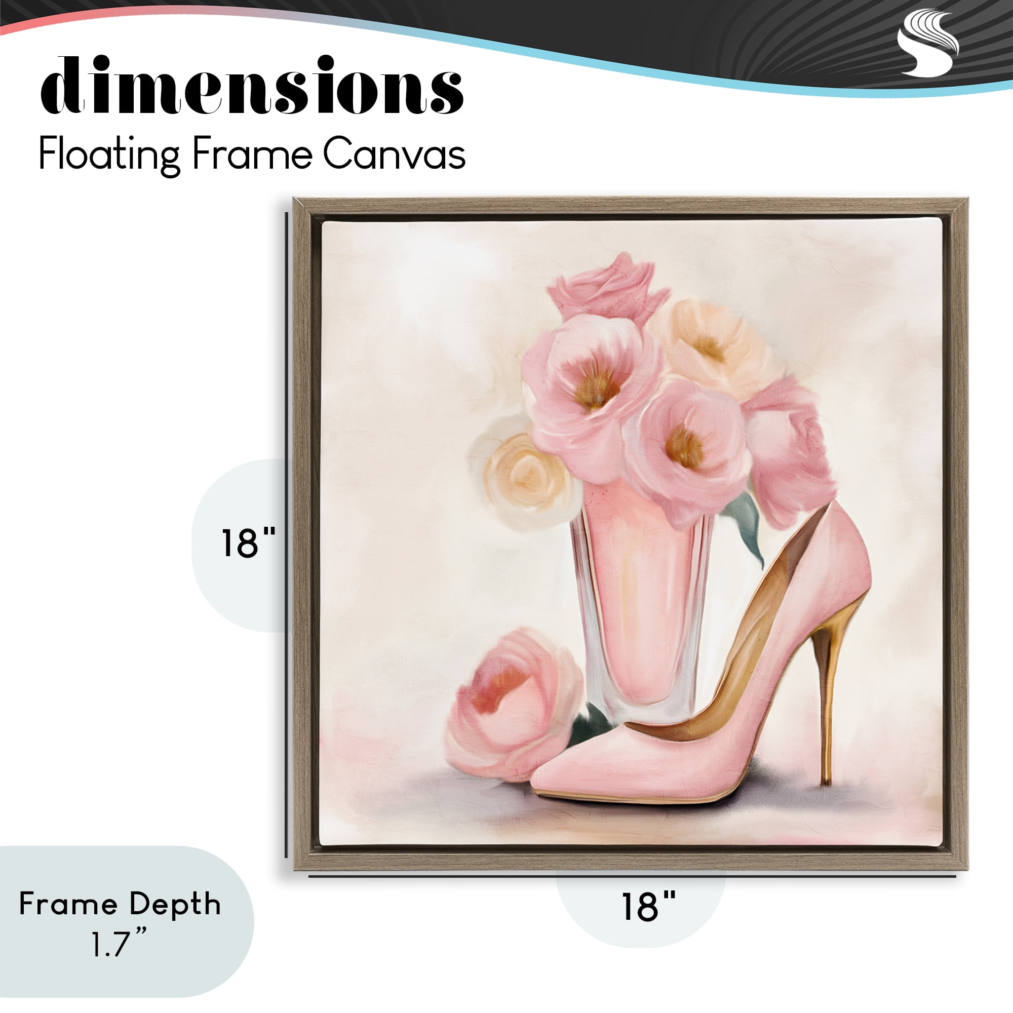 Stupell Industries Pink Beauty Bouquet Brown Framed Floater Canvas Wall Art, design by Kim Allen