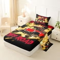 thumbnail image 2 of Castle Fairy Neon Off-Road Truck Twin Sheet Sets 3pcs for Kids, Lightning Flame Design Bedding for Bedroom, Red Orange, 2 of 6