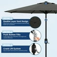 thumbnail image 6 of Petyee 10FT Patio Umbrella,Outdoor Market Table Umbrella with Crank Lift & Push Button Tilt,8 Ribs,Gray, 6 of 7