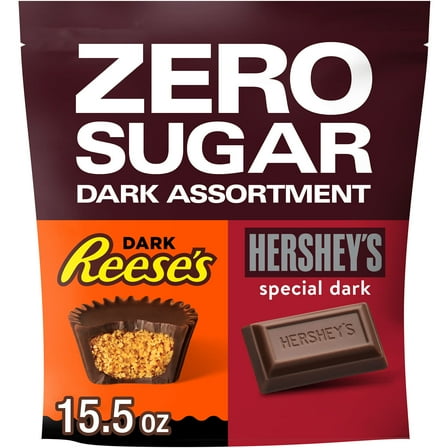 Hershey's And Reese's Zero Sugar Assorted Dark Chocolate Candy, Variety Bag 15.5 oz