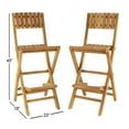 thumbnail image 4 of DecMode Teak Wood Indoor Outdoor Slatted Folding Bar Stool with Footrest, Brown, Set of 2, 4 of 17