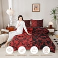 thumbnail image 3 of jejeloiu Gothic Skull Queen Comforter Set,Baroque Damask Comforter Sets Queen For Adults,Red Black,Black Reversible,3-Piece,1 Comforter and 2 Pillowcases, 3 of 7