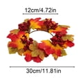 thumbnail image 3 of 10.2" Fall Sunflower & Maple Leaf Candle Ring Wreath, Thanksgiving Tabletop Faux Floral Centerpiece with Mini Pumpkins & Pinecones, Autumn Harvest Pillar Candle Holder Decoration, 1 Pack, 3 of 7