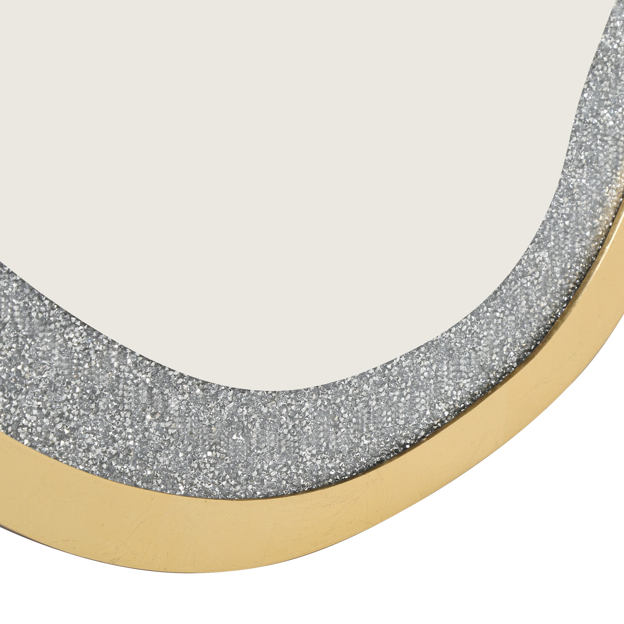 LNC 32.5"x47.2" Irregular Gold Wall Mirror with Rhinestone Inlay for Bedroom or Hallway