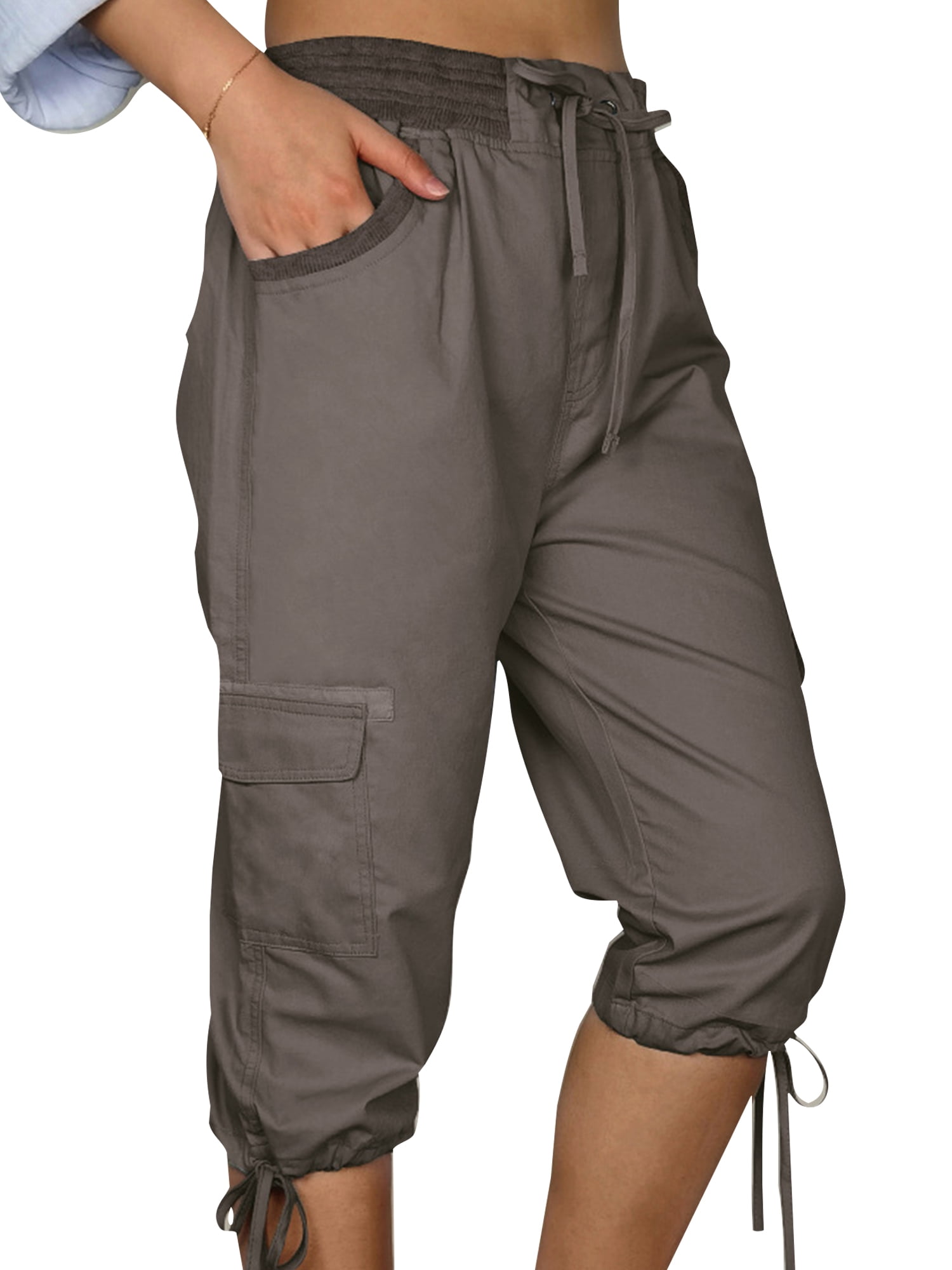 Zipped Pockets Ksmien Women's Lightweight Hiking Capri Pants Quick Dry Workout Cargo Capris Water Resistant UPF 50 