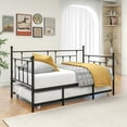 thumbnail image 2 of Twin Size Daybed Metal Frame with Trundle Set, Twin Day Bed Sofa, Daybed and Roll Sofa Bed for Guest Room, Bedroom, Living Room, Victorian Style, Black, 2 of 13