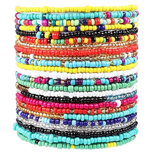 Juego De Tobilleras Bohemias De 24 Uds., Tobilleras Con Cuentas De Arroz, Joyería Para Pies De Playa Para Mujeres Y Niñas, Tobilleras De Playa A La Moda sonducket AP005724-00