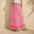 thumbnail image 5 of vigerkar Womens Boho Maxi Skirt 2025 Summer Floral Print Flowy Long Skirts Trendy Smocked High Waisted Tiered Maxi Skirts Hot Pink, L, 5 of 9