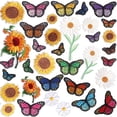 thumbnail image 1 of Parche bordado para planchar para ropa, 35 piezas, juego de parches para planchar con mariposas y girasoles, decoración bonita bordada de gran tamaño, 1 of 5