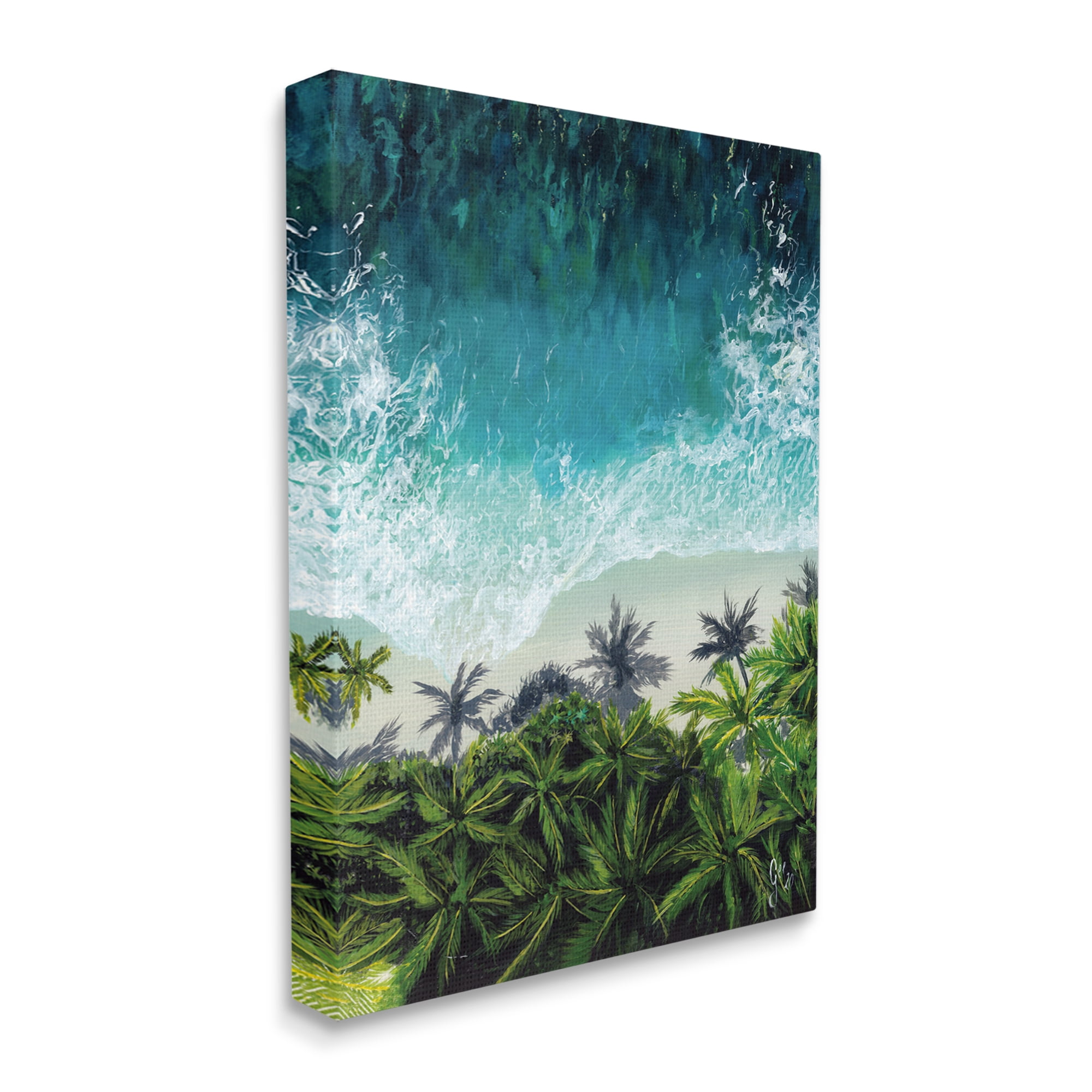 Stupell Industries Aerial View Tropical Beach Nature Painting Gallery Wrapped Canvas Print Wall Art, 24 x 30