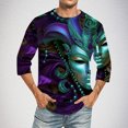 thumbnail image 2 of Jinhomg Mardi Gras Tee Shirts for Men Novelty Funny Carnival Themed Mask Print Tops Lightweight Comfy Short Sleeve Crew Neck Holiday Party T-Shirts Lightening Deals Dark Blue M, 2 of 6