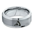 thumbnail image 2 of Tungsten Savory Slice Pepperoni Pizza Food Band Ring 8mm Men Women Comfort Fit Gray Step Bevel Edge Brushed Polished, 2 of 4