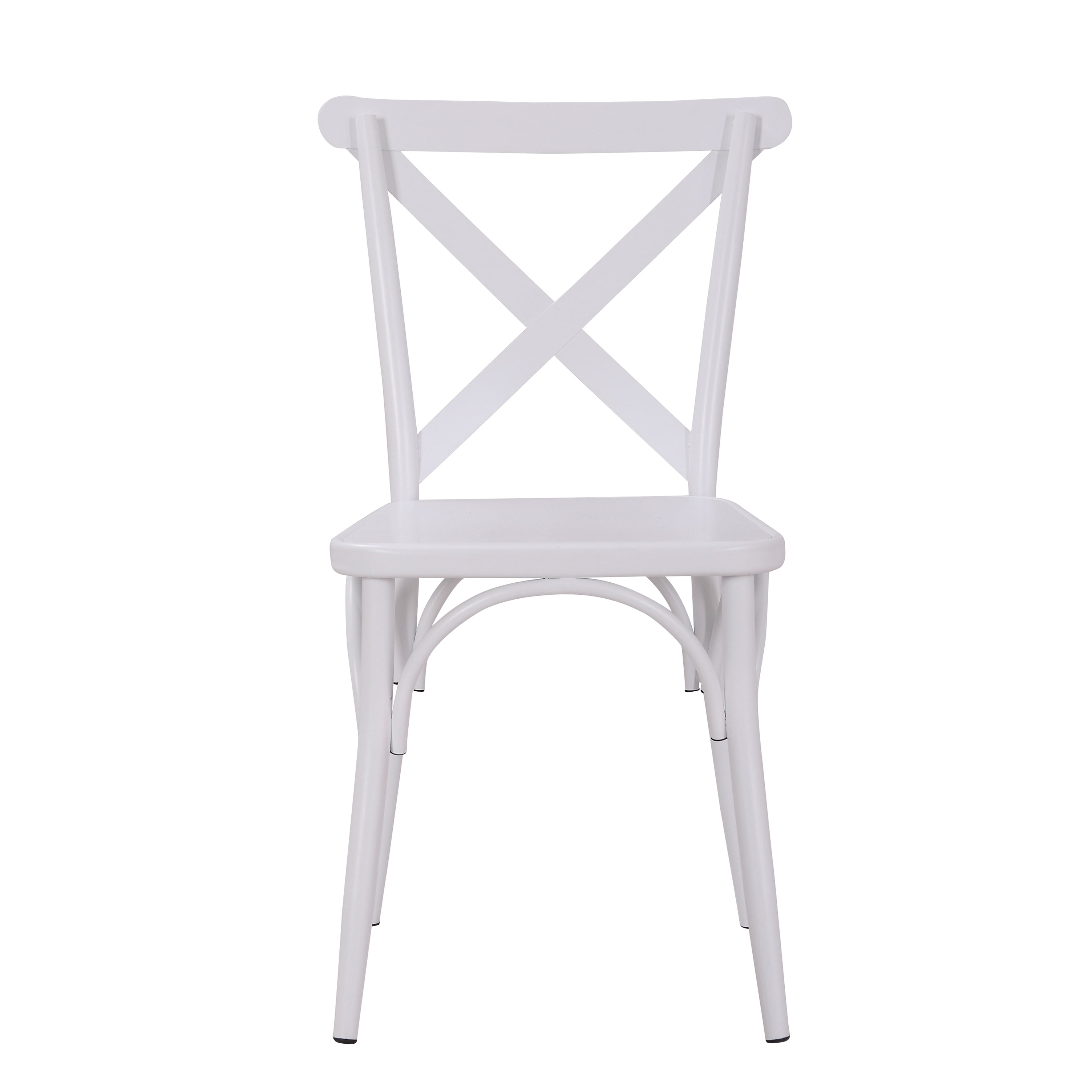 Rustic Cross Back Metal Modern Farmhouse Dining Chair, Matte White
