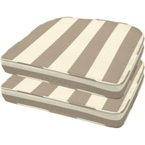 YEXJ Outdoor Set of 2 Seat Pads, 21 x 18.5, Rounded Chair Cushions for Patio Furniture-Cabana Stripe Tan