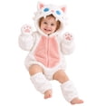 thumbnail image 3 of CUZIBR Girl Halloween Boy Fuzzy Cat Onesie With Gloves Leg Warmer Animal Romper Bodysuit Hooded Zip Up Long Sleeve Funny Dress-up Party Clothes,White,3-6 Months, 3 of 8
