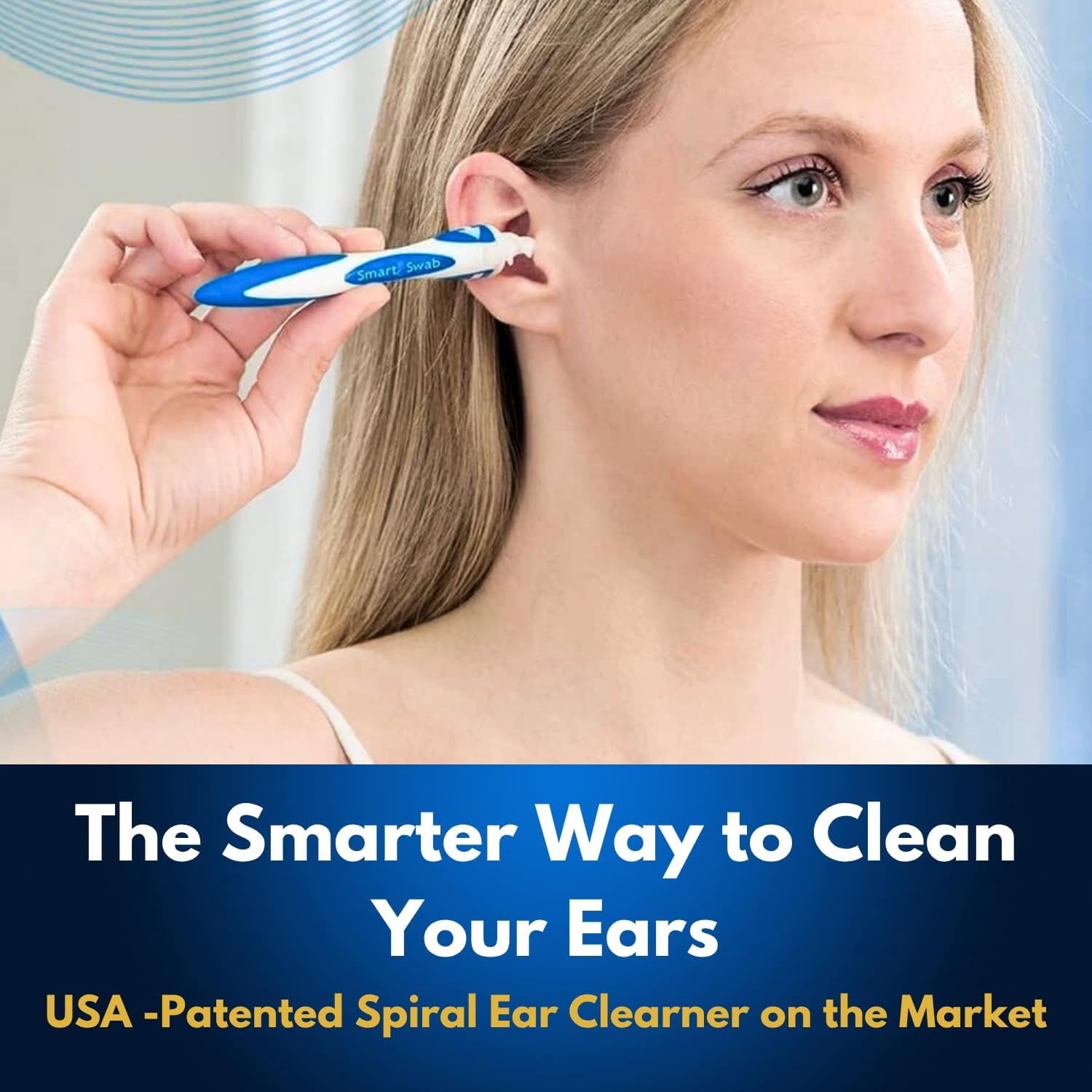 Smart Swab Ear Cleaner, Original Patented Spiral Ear Wax Removal Kit with Safety Base, 16 Soft Silicone Tips and Storage Case