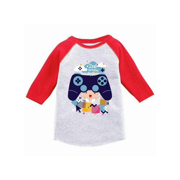 Awkward Styles Video Game Birthday Toddler Raglan Kids 2nd Birthday Party Funny Gamer Birthday Party Video Game Tshirt for Kids Video Game Gifts for 2 Year Old I'm Two Birthday Baseball Shirt