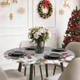 thumbnail image 6 of Round Table Cloth with Elastic Fitted Edged, Xmas Trees Rabbits Squirrels Waterproof Tablecloth for 45"-54" Tables Winter Snowmen Snowflakes Wipeable Indoor Table Cover for Kitchen Picnic Camping, 6 of 9