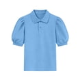 thumbnail image 7 of Diufon Girls School Uniform Shirts Dressy Casual Short Sleeve Button V Neck Lapel Tees Summer Fashion Clothes, 7 of 7