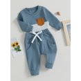 thumbnail image 4 of Newborn Baby Clothes Set 6M 12M 18M 24M 3Y Ribbed Fall Winter Kids Outfits Solid Color Long Sleeve Sweatshirt Tops Pants Set For Infant Tracksuit, 4 of 10