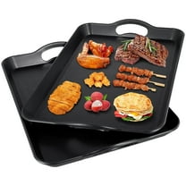Large Melamine Serving Trays, Serving Tray with Handles, Rectangle Serving Platter for Entertaining, Party, Buffet, Coffee Table Tray, Black, 16.6*11.4*1.4 Inch, 2 Pcs