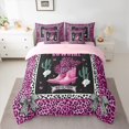 thumbnail image 2 of jejeloiu Western Cowboy Boots 7-Piece Twin Bedding Sets,Chic Leopard Print Bedding Comforter Set,Cheetah Pattern Bowknot Bowtie Sheet Sets For Girls Kids,Breathable Home Decor Reversible, 2 of 8