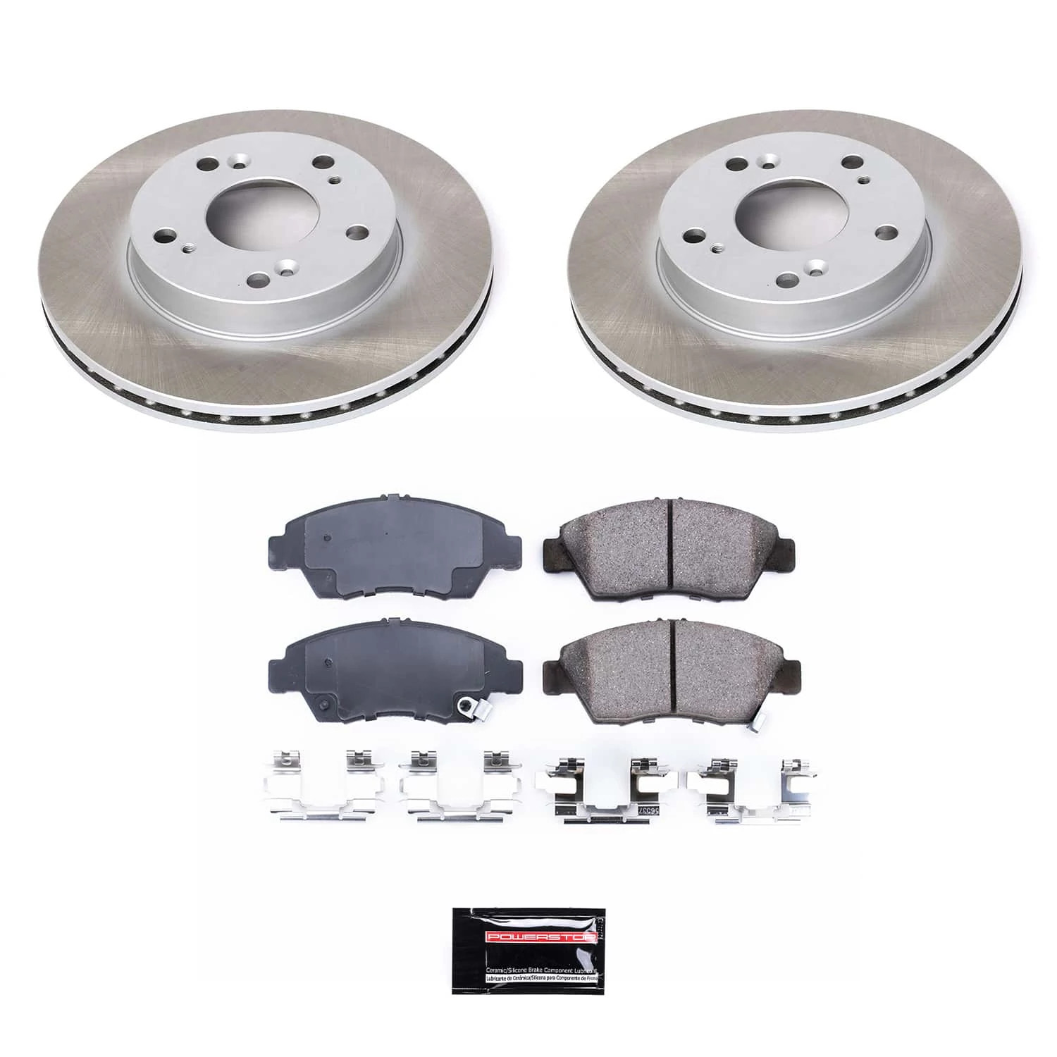 PowerStop Front Semi-Coated Rotor and Low-Dust Ceramic Brake Pad Kit SC2386