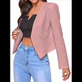 thumbnail image 2 of Blazer Corto para Mujer, Chaqueta Informal/de Trabajo de Larga con Abertura Frontal y Bolsillos Rosa XL, 2 of 8