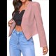 thumbnail image 2 of Blazer Corto para Mujer, Chaqueta Informal/de Trabajo de Larga con Abertura Frontal y Bolsillos Rosa 5XL, 2 of 8