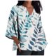 thumbnail image 2 of Xuyuer Women's 3/4 Length Sleeve Tops V Neck Casual Vacation Loose Fit S-5XL Ruffle Cuffs Shirts Dressy Flowy Tunic Tops Hawaiian Shirts Summer Floral Printed Shirt Casual Soft Tunic Tops, 2 of 5
