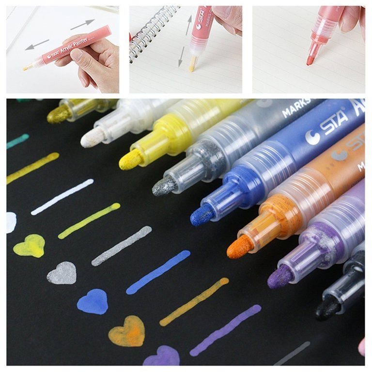 Acrylic Paint Pens for Rock painting, Fabric, Canvas, Glass, Wood, Ceramic,  Photo Album, DIY Craft, Acrylic Paint Markers for Metal, Plate, Dishes,  Water-Based Set of 12 15 24 36 Vibrant Colors