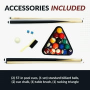 Hathaway Montecito 8ft Pool Table for Game Room – Billiard Table with Poly-Coated Non-Slate Playfield, Drop Pockets, Leg Levelers – Includes Cues, Pool Balls, Chalk, Triangle, Brush – Driftwood