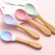 thumbnail image 3 of Baby Food Bowl Baby Bowl Spoon Set Children Feeding Tableware Training Eating Bowl Silicone Baby Supplies-Baby Bowl Purple Bamboo Handle Spoon, 3 of 5