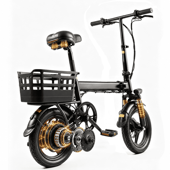 14" Foldable Electric Bike, 500W Commuter Ebike for Adults, Mini Ebike with Basket, 36V 12Ah Battery, 18MPH & 20 Miles, UL2849