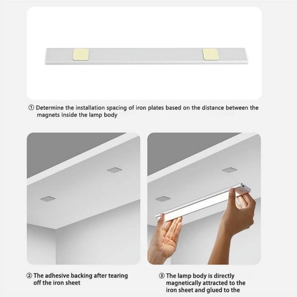 Auting Ruban LED à Piles 1m Blanc Chaud – Éclairage Sous Meuble, Placard, Cuisine, Étagères – Batterie, Adhésif, Sans Fil