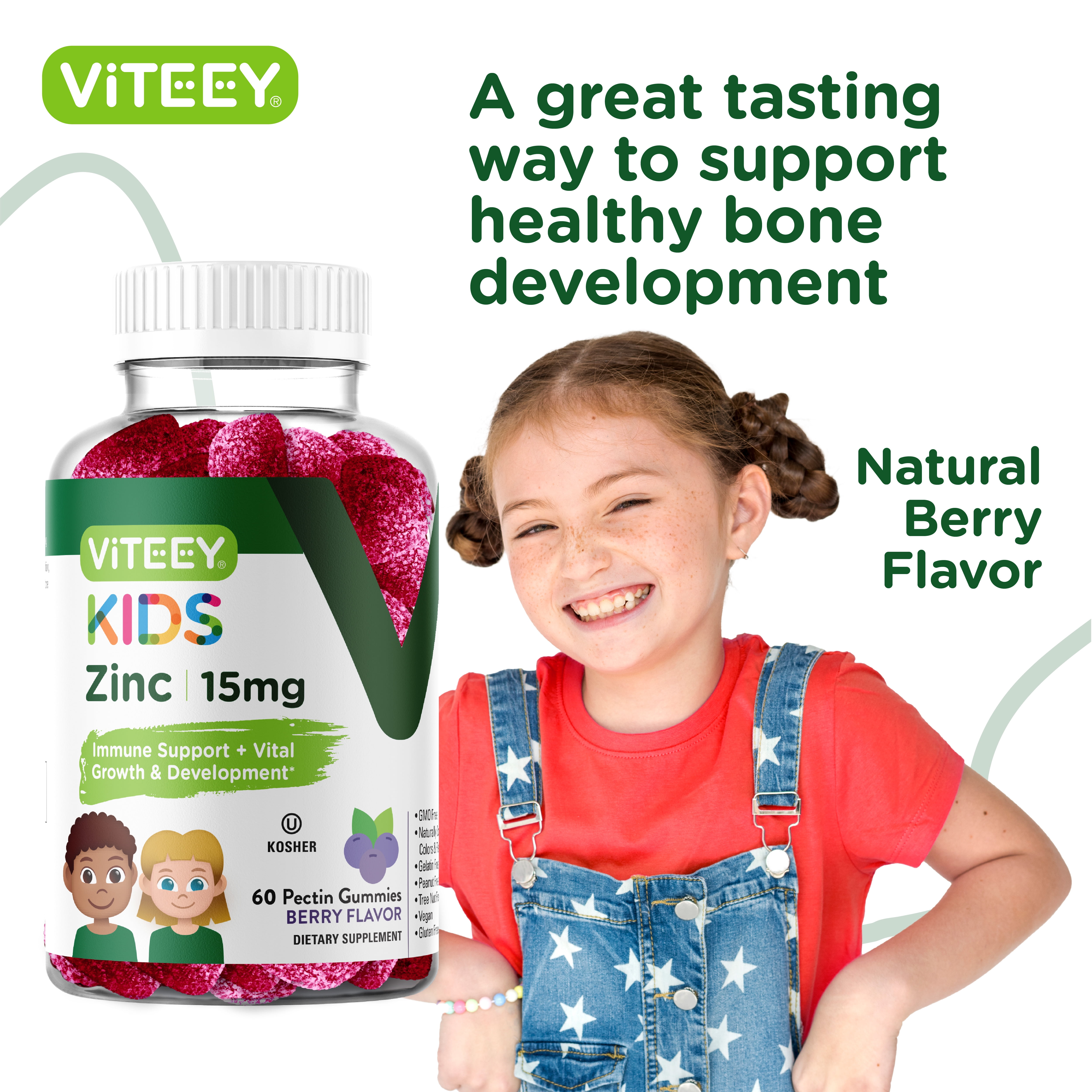 VITEEY Kids Zinc Gummies 15mg, Kids Immune Support Zinc Supplement, Berry Flavor, 120 CtVITEEY Kids Zinc Gummies 15mg, Kids Immune Support Zinc Supplement, Berry Flavor, 120 Ct