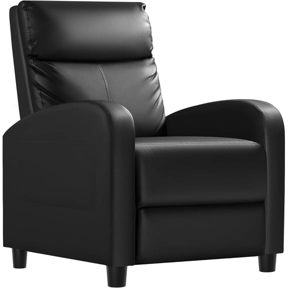 Recliner Chair, Recliner Sofa PU Leather for Adults, Recliners Home Theater Seating with Lumbar Support, Reclining Sofa Chair for Living Room (Black, Leather)