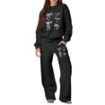 thumbnail image 2 of Bow Matching Sweat Sets for Women Bow Outfits Bow Sweatsuit Bow Hoodie Set Sweatsuits Women 2 Piece Outfit Bow Detail Hoodie & Wide Leg Sweatpants Casual Matching Sweat Set, Black L, 2 of 5