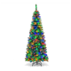 thumbnail image 1 of 7.5-foot pre-lit slim pencil christmas tree con LED lights y a metal base, 1 of 7