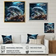 thumbnail image 4 of Designart "Joyful Dolphin Delight I" Animals Dolphin Floater Framed Canvas Wall Art, 4 of 5