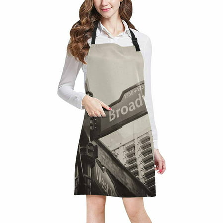 ASHLEIGH Broadway and West 36th Street Sign New York City NYC Adjustable Bib Apron with Pockets Commercial Restaurant and Home Kitchen Apron for Women (Best Argentinian Restaurant Nyc)