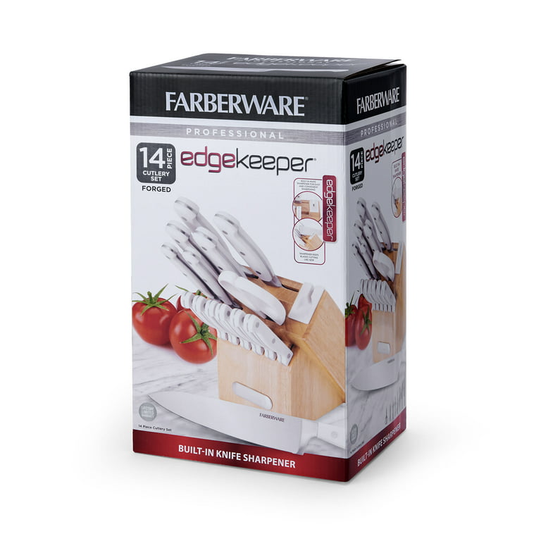 Farberware Edgekeeper 14-Piece Forged Triple Rivet Kitchen Knife Block Set
