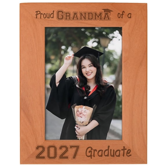 ThisWear Family Graduation Gift For Proud Grandma of a 2027 Graduate Wood Engraved Portrait 5x7 Photo Frame
