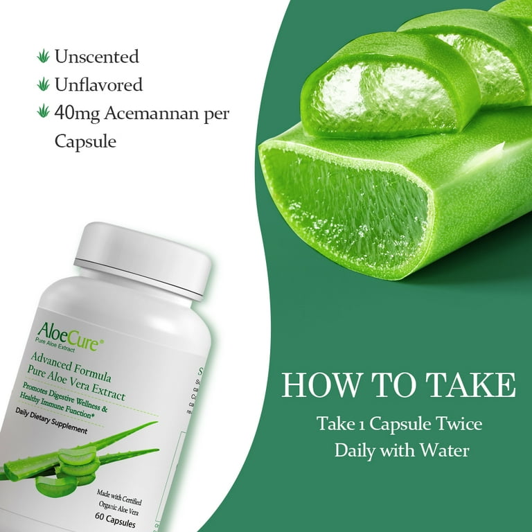 AloeCure Organic Aloe Vera Capsules, 160K mg Inner Leaf, Digestive & Immune  Support, 60Caps x 3Btl - Walmart.com