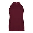 thumbnail image 4 of Wycnly Tank Tops for Women off Shoulder Hollow out Breathable Loose Vest Tops Summer Solid Halter Sleeveless Shirts Fashion Blouses Wine XXL, 4 of 5