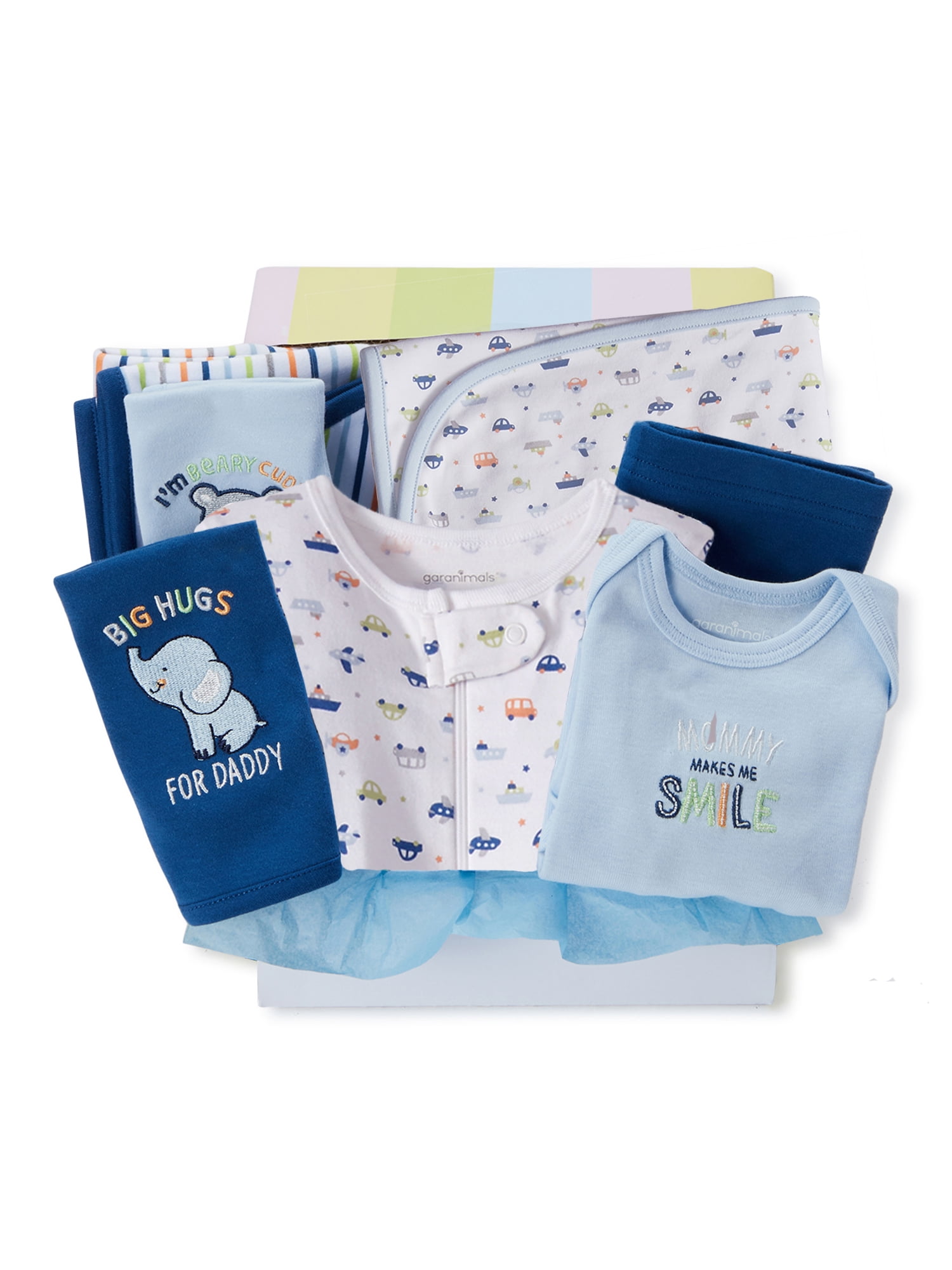 Garanimals Newborn Baby Boy Baby Shower Gift Set, 7-Piece, Preemie-6/9 Months