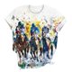 thumbnail image 3 of Tops de Cuello Redondo para las Mujeres, Nuevo Suéter de Manga Corta, Caballo Casual Impreso Top Camiseta, 3 of 5